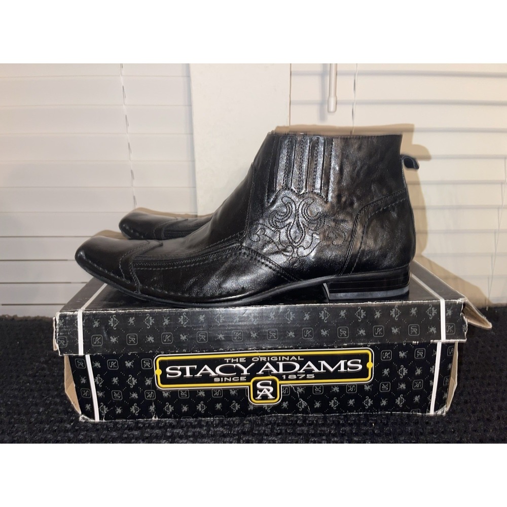Stacy Adam's Vintage‎ Veer Black Leather Ankle Boots Size 12